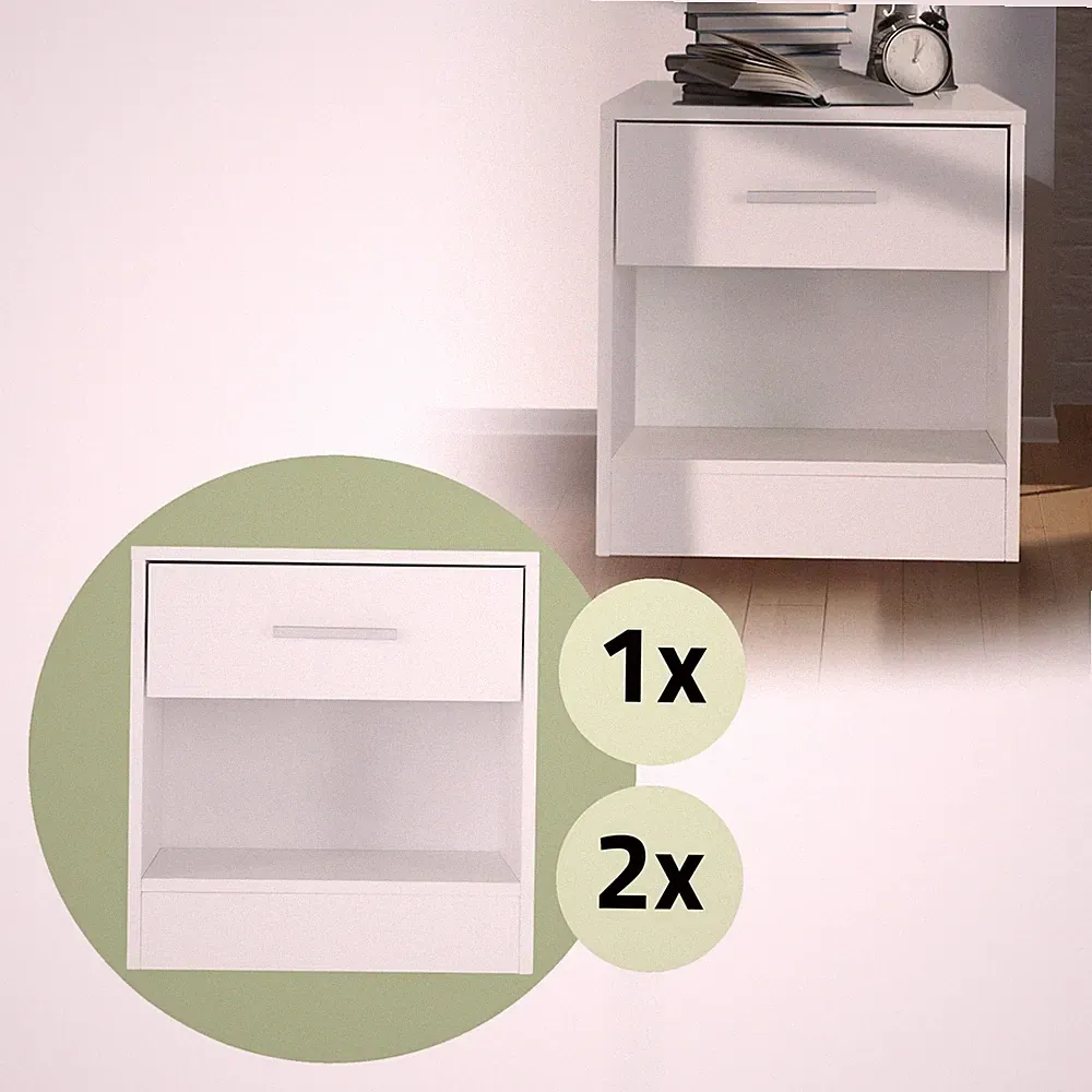 1/2 Nachttisch Kommode mit Schublade Boxspringbett Nachtschrank Konsole Schrank