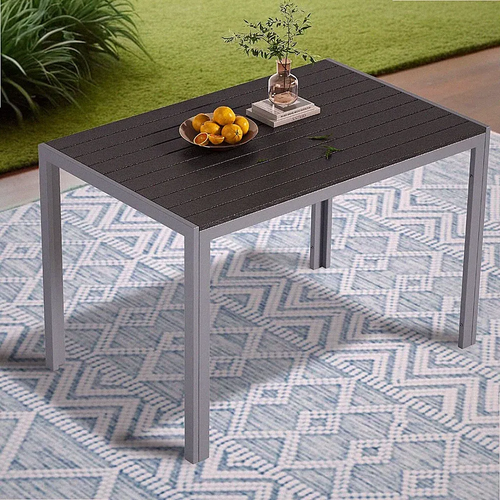 110x70cm Quadratischer Gartentisch Wetterfeste WPC-Balkontisch Aluminiumrahmen