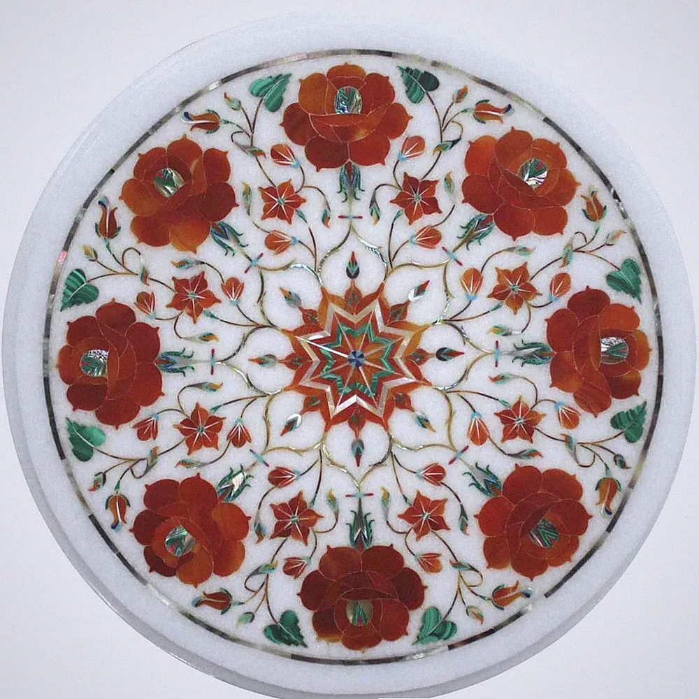 12" Marmor Einlege Tischplatte Pietra Dura Kunst Für Wohnkultur Und Garten