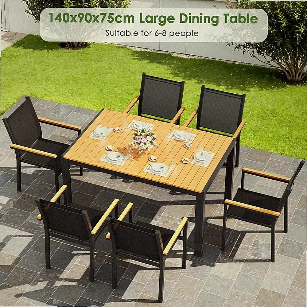 140㎝ Alu Gartentisch Terrassentisch Balkontisch Esstisch Gartenmöbel Tisch Optik