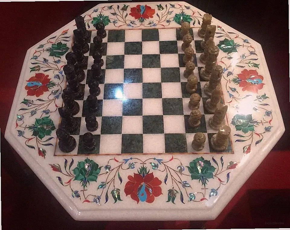 15 " Marmor Schach Table Top Semi Precious Steine Inlay Arbeit Heim & Garten