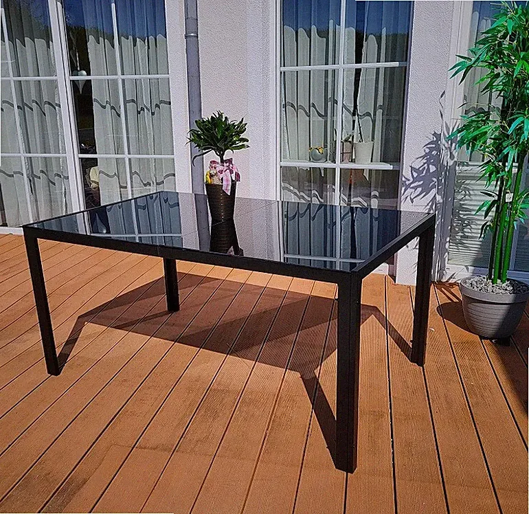 150cm Gartentisch POETTO Glastisch ESG Glasplatte Esstisch Tisch Aluminium NEU