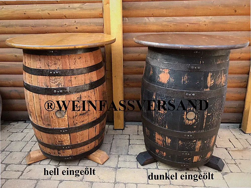 170-190L FASSTISCH EICHENFASS WHISKYFAß WEINFASS HOLZFASS BISTROTISCH STEHTISCH