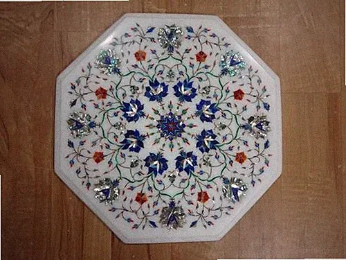 18" Marmor Eckseitentischplatte Mit Halbedelsteine Einlage Wohnkultur & Garten
