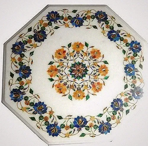 18 " Marmor Seite Ende Rund Tischplatte Inlay Kunst Für Heim Dekor & Garten