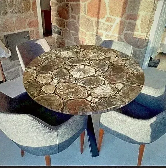 18 Zoll versteinerter runder Achat Couchtisch Gartenmöbel Mosaik Stein Kunst...