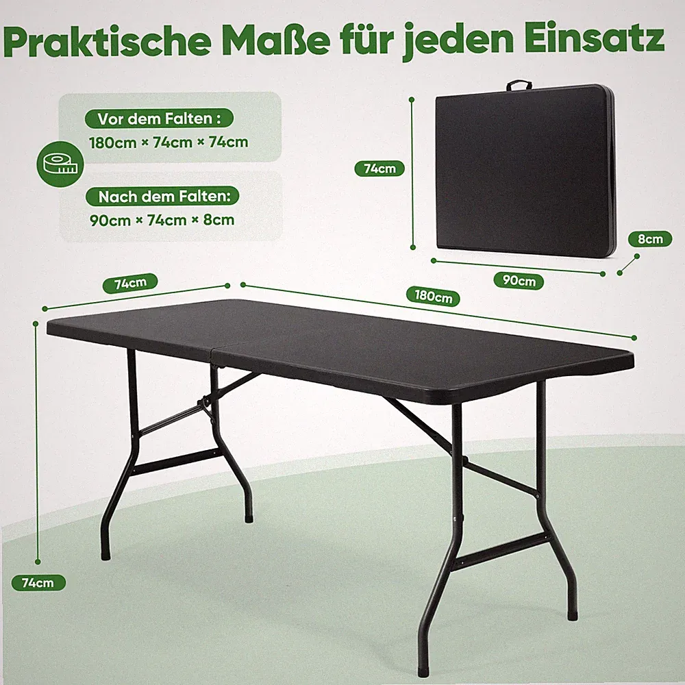 180 cm Klapptisch Campingtisch Buffettisch Rattan Optik Gartentisch bis 150 KG
