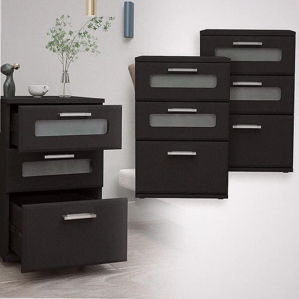 2 Stück Nachttisch Nachtschrank Beistelltisch Boxspringbett Kommode 3 Schubladen