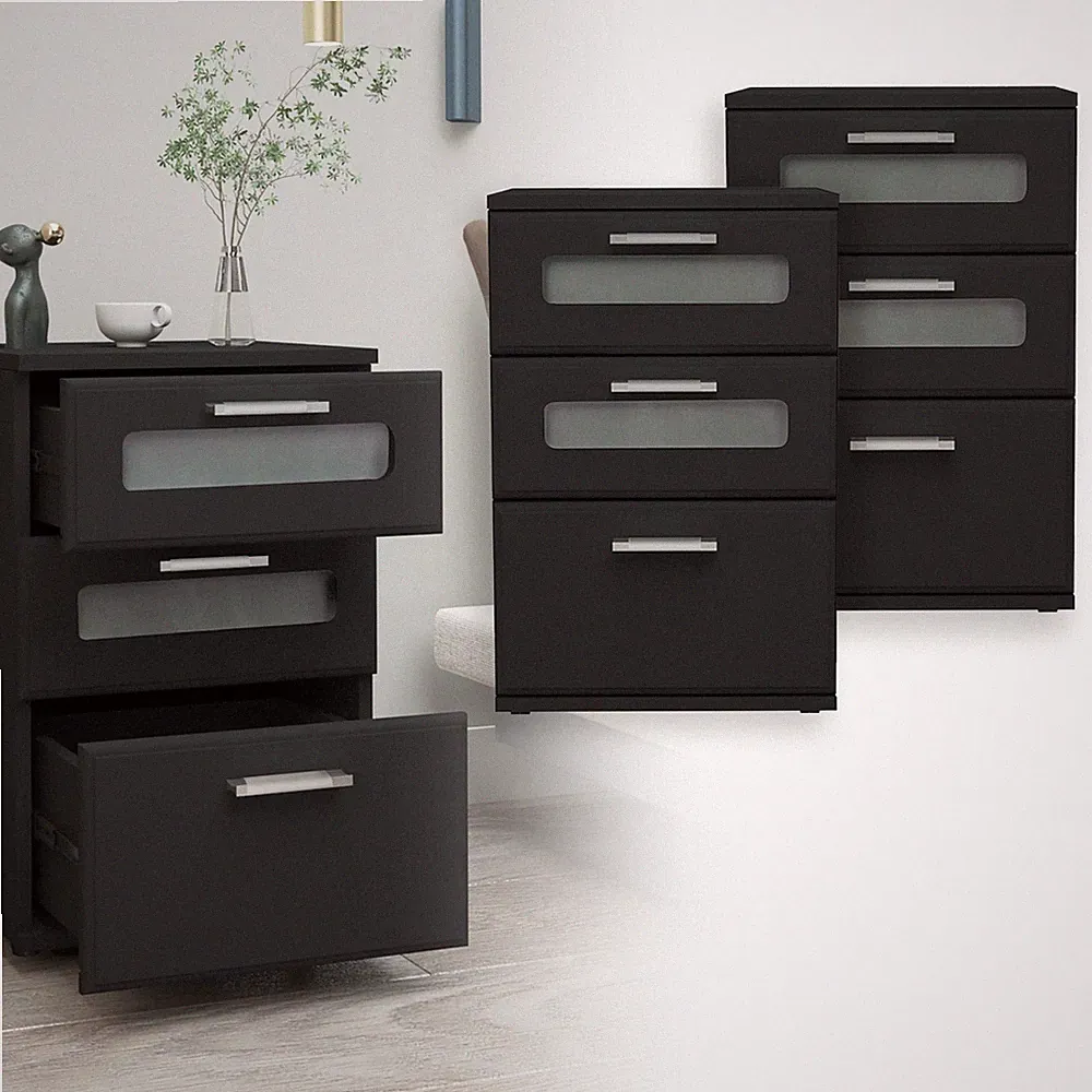 2 Stück Nachttisch Nachtschrank Beistelltisch Boxspringbett Kommode 3 Schubladen