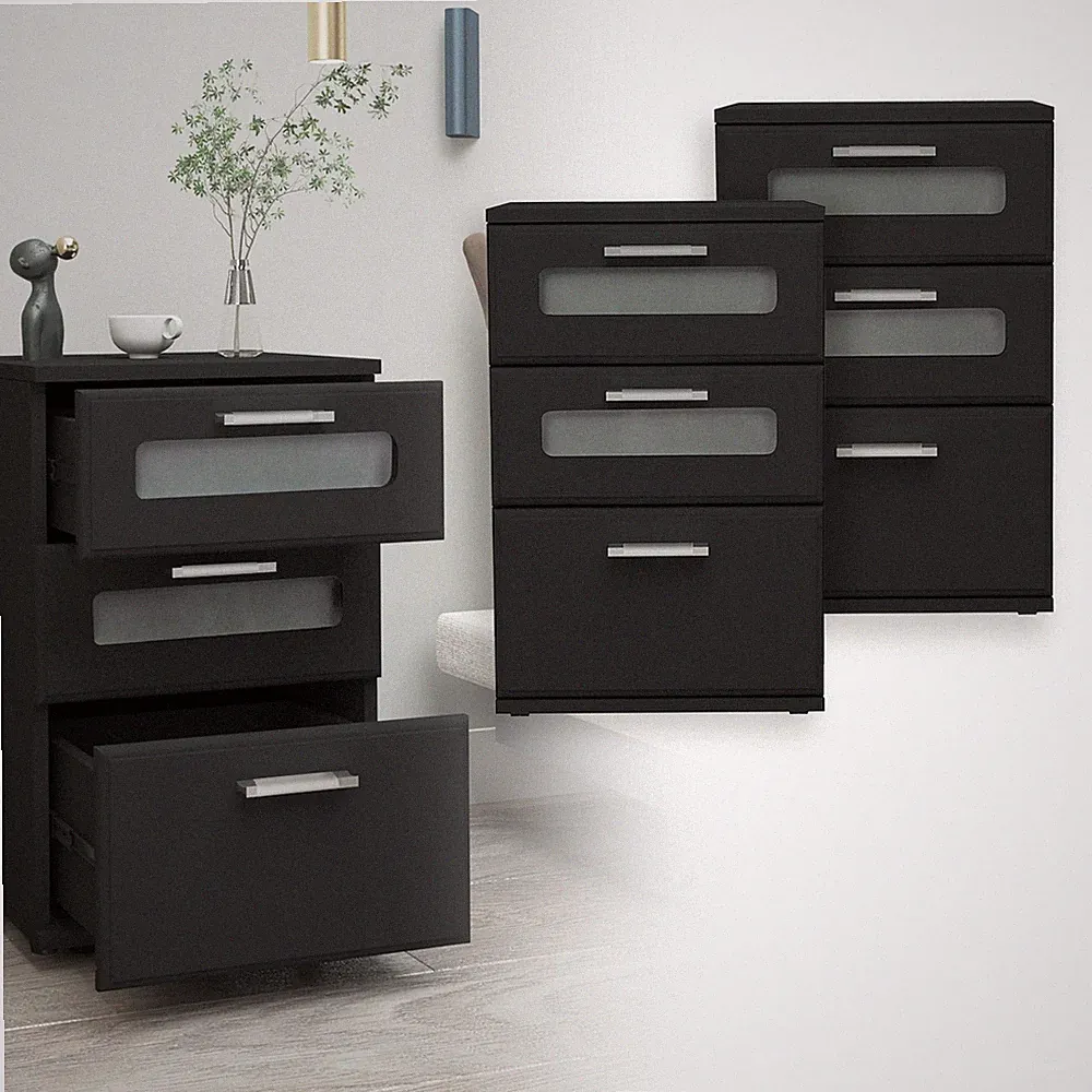 2 Stück Nachttisch Nachtschrank Beistelltisch Boxspringbett Kommode 3 Schubladen