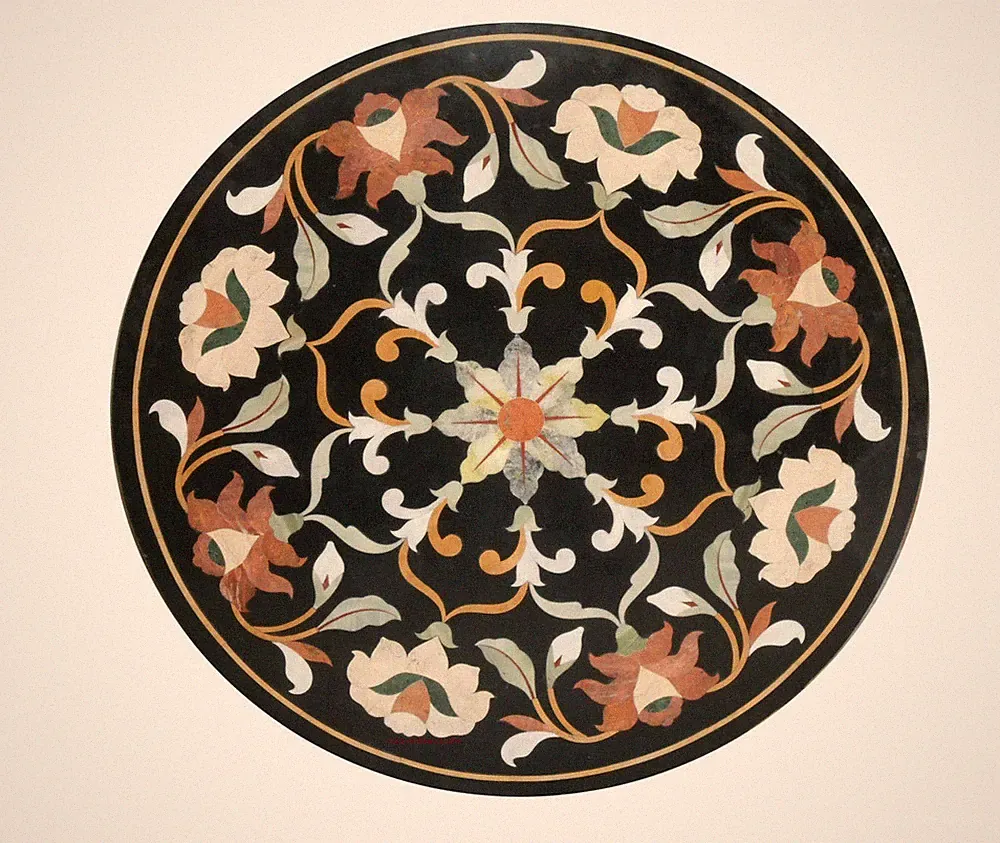 23" Schwarze Marmor Tischplatte Pietra Dura Einlegearbeit Zuhause & Garten Dekor
