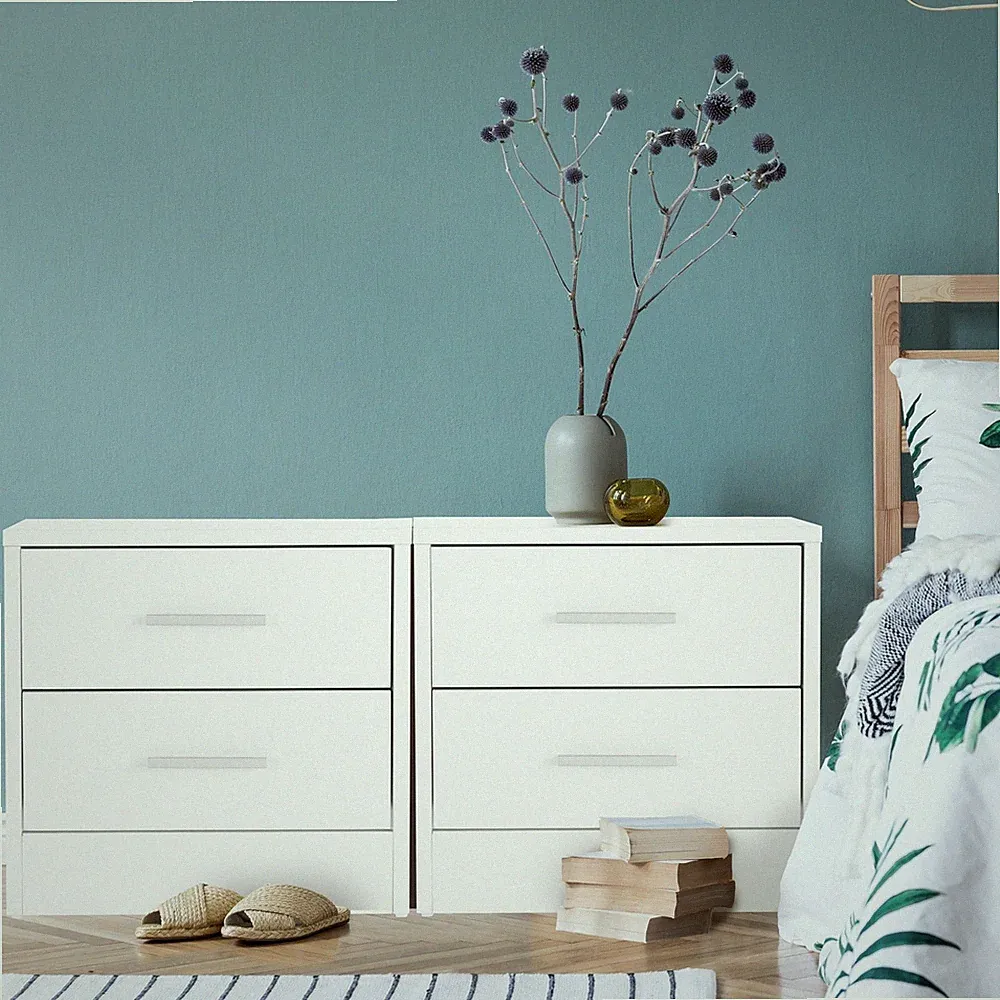 2er Nachttisch Kommode mit 2 Schubladen Nachtschrank Konsole für Boxspringbett
