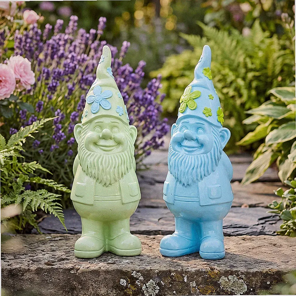 2er Set Gartenzwerg H27cm Deko Figuren Wichtel Kunstharz Gartendeko Tischdeko