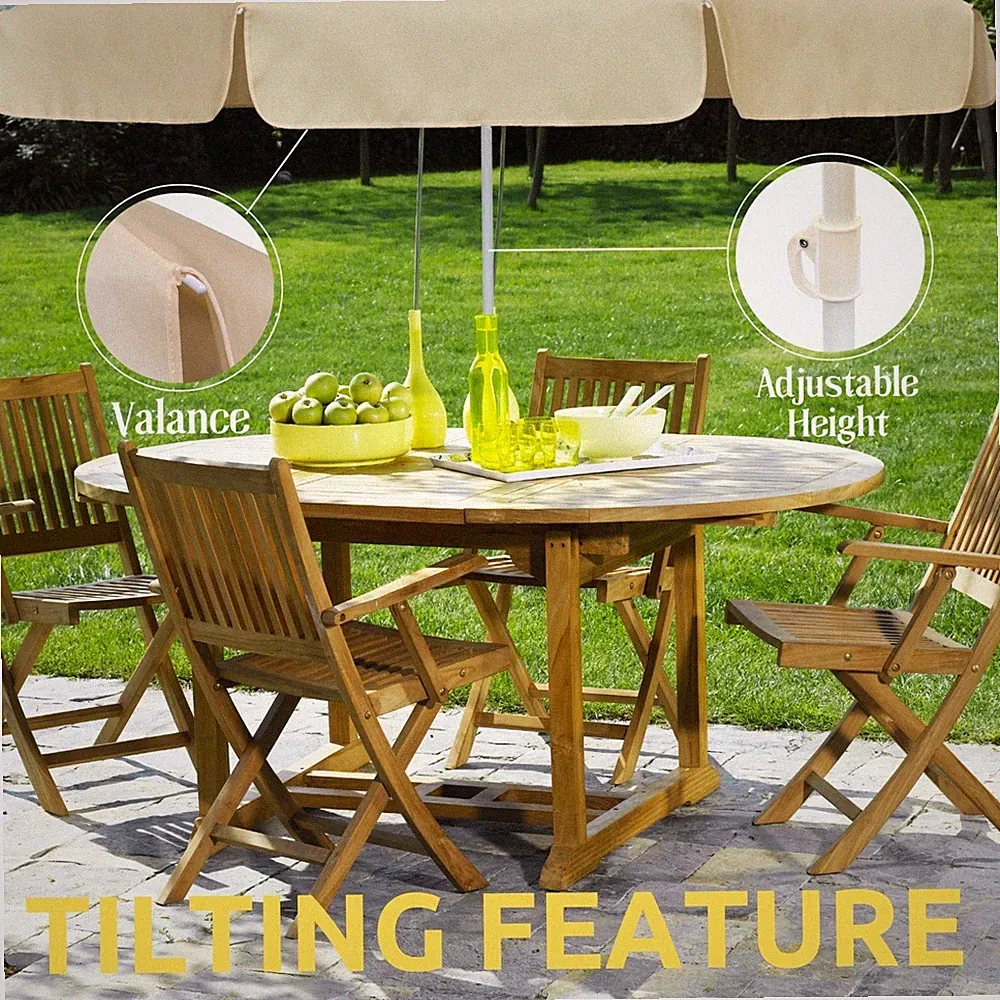 2m Gartenschirm Sonnenschutz Schirm mit UV-Schutz für Strand Terrasse Tisch