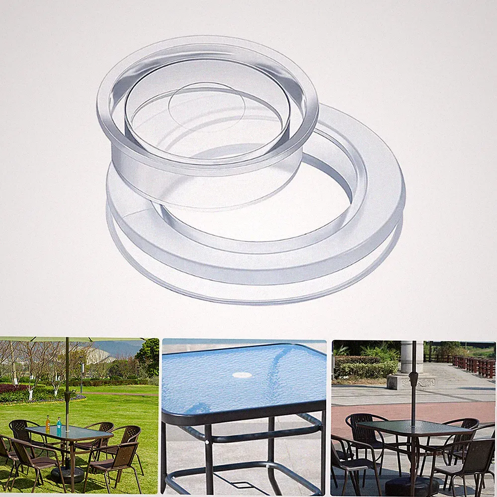 2x Terrasse Garten Tisch Schirm Loch Ring Kappe Set Stecker für Glas 2 Zoll klar NEU