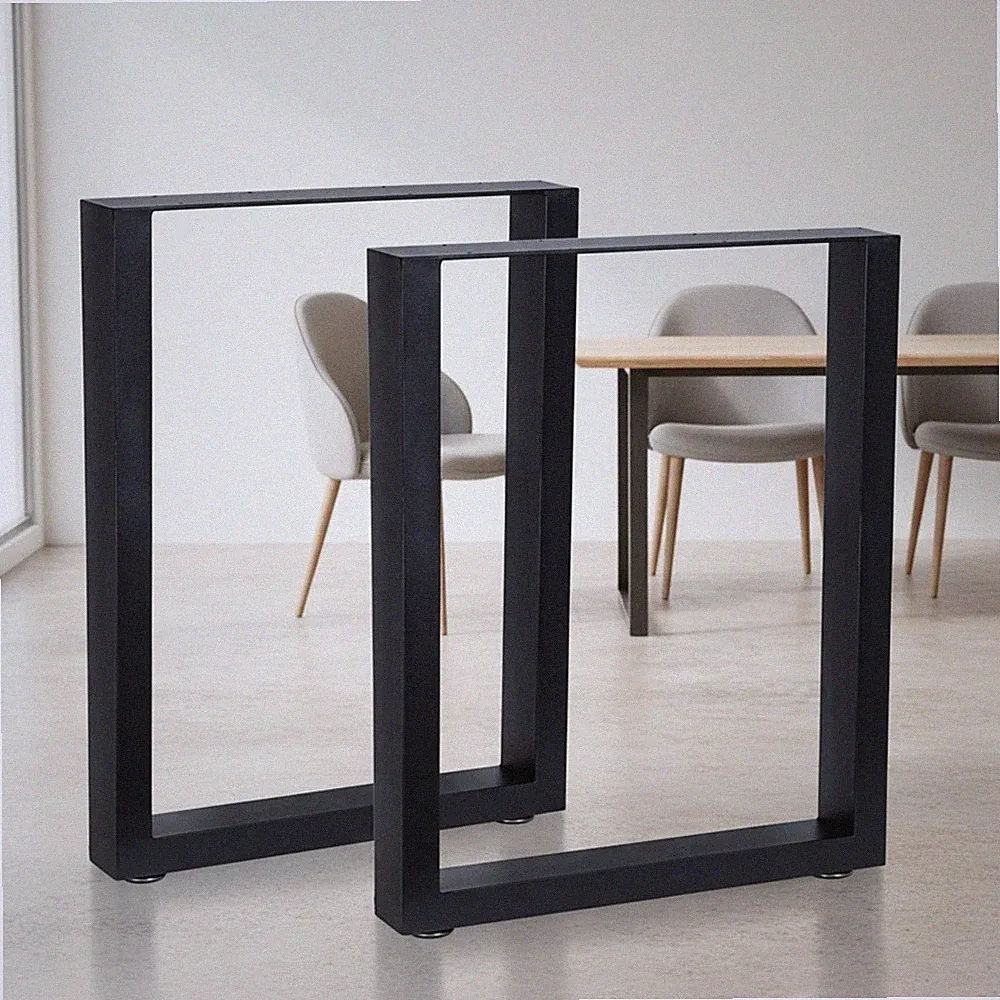 2X Tischuntergestell Schwarz Tischkufen 80x72 cm Tischgestell Stahl Sockelfuß