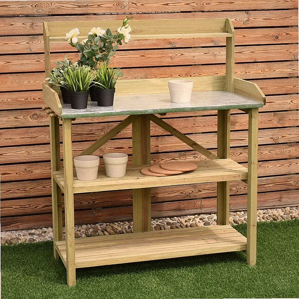 3 Ebenen Holz Blumenerde Bepflanzung Outdoor Garten Werkbank Tisch Station Regal