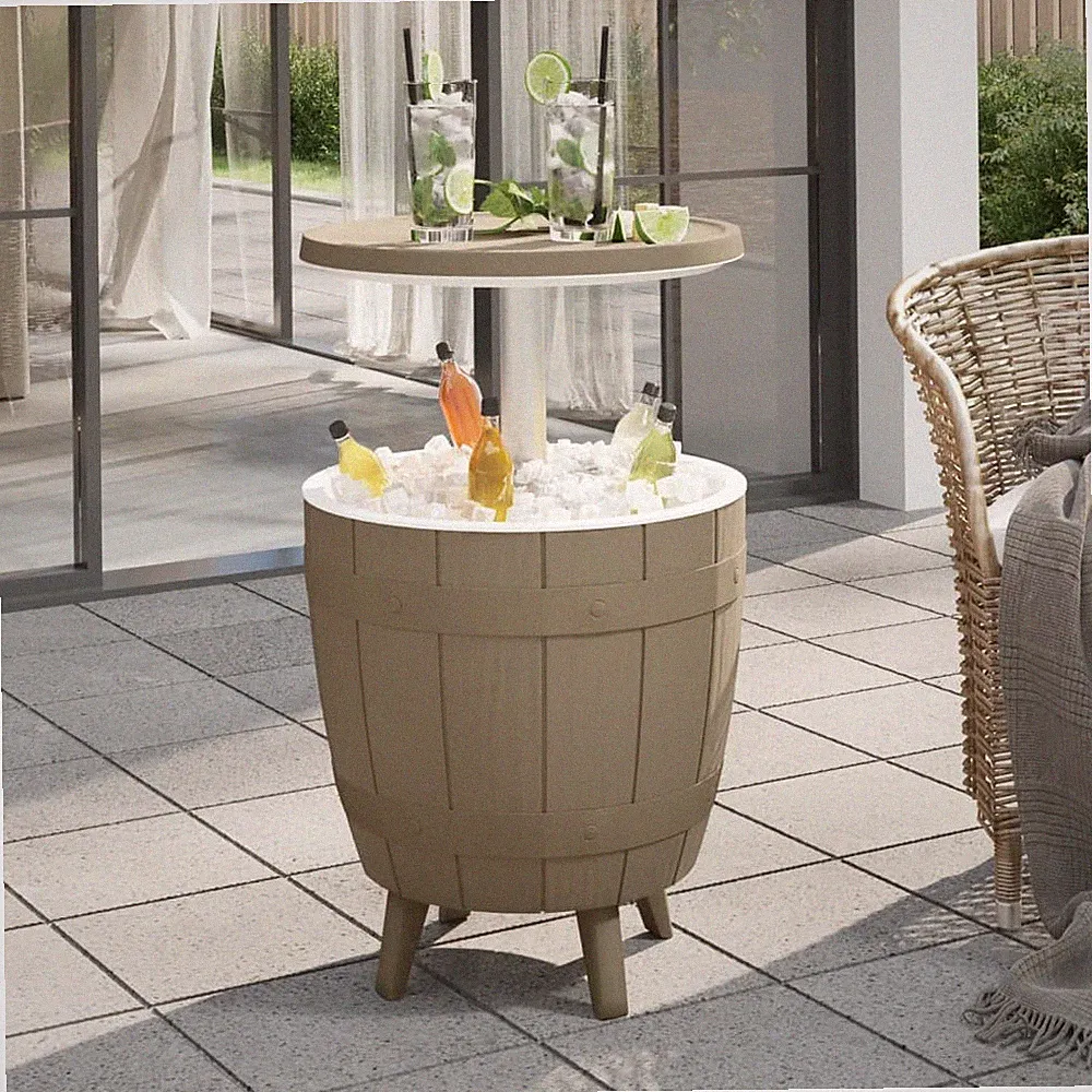 3-in-1 Tisch mit Eiskühler Gartentisch Balkontisch Bartisch Polypropylen vidaXL