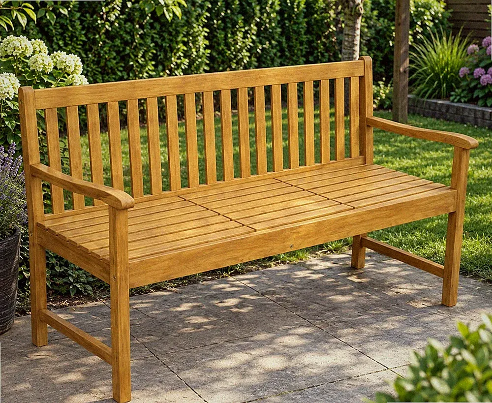 3-Sitzer Gartenbank Akazienholz Hochklapptisch | Outdoor Möbel Bank Sitzbank
