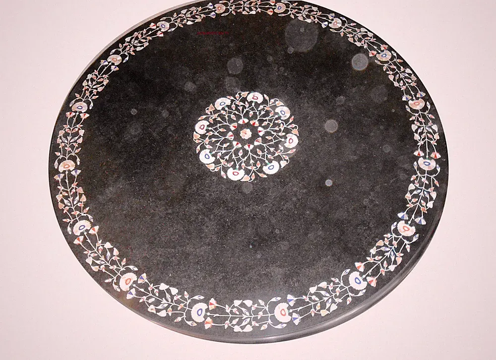 36 " Schwarz Rund Marmor Tischplatte Pietra Dura Inlay Kunst Heim & Garten Dekor