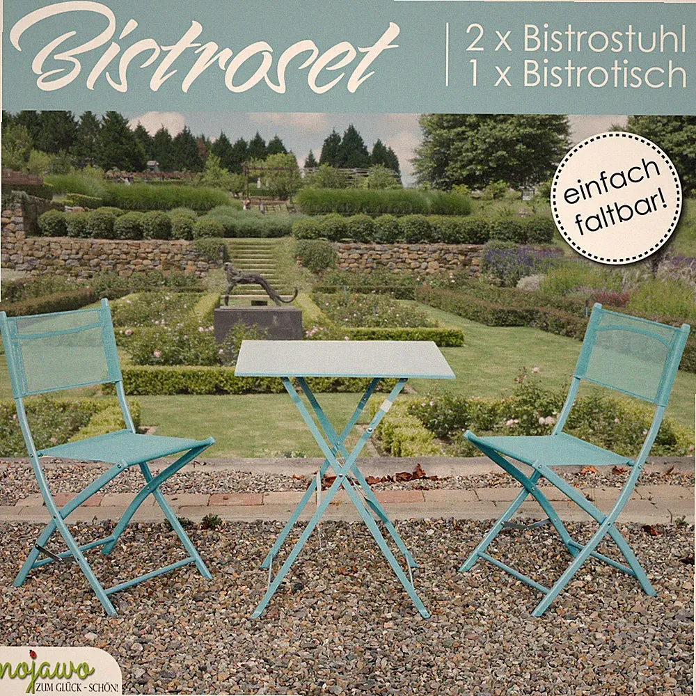 3tlg Balkonmöbel Bistroset Outdoormöbel Garten klappbar 60x60x71cm Farbauswahl