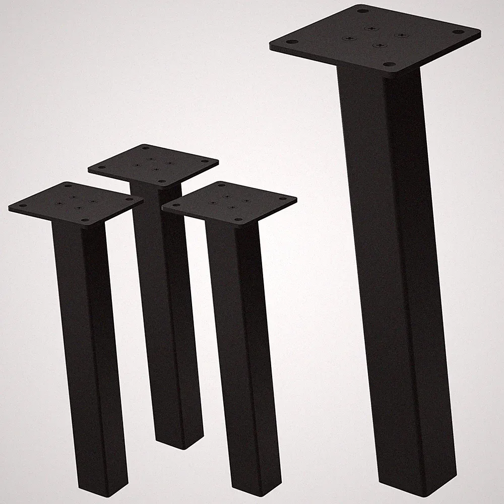 4er Set Möbelbeine Tischbeine Schräg Möbelfuß Tischfuß Stahl 40x40 mm Schwarz