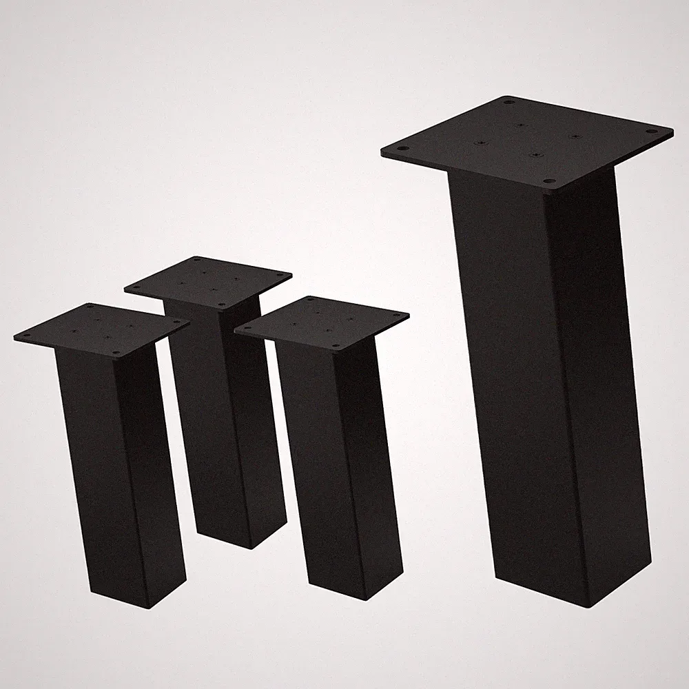 4er Set Möbelbeine Tischbeine Schräg Möbelfuß Tischfuß Stahl 80x80 mm Schwarz