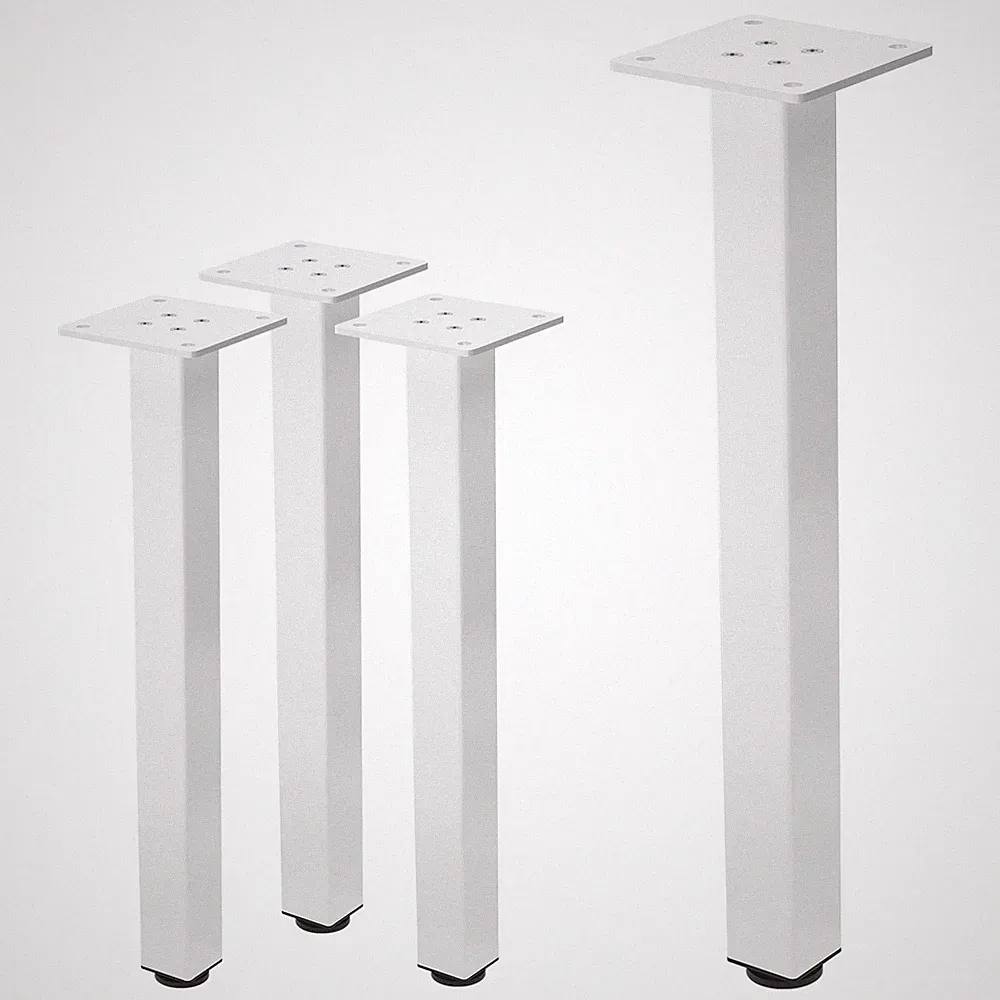 4er Set Tischbeine höhenverstellbar Tischfuß Möbelfuß Tischkufen Stahl Weiß