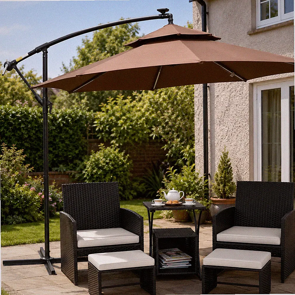 6-teiliges Rattan Gartenmöbel, platzsparendes Terrassenmöbel Set mit Satzung