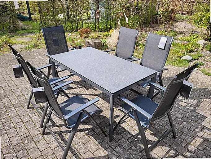 6x Kettler Legato Curve Stühle + Gardissimo Alu-Tisch Gartenmöbel-Set