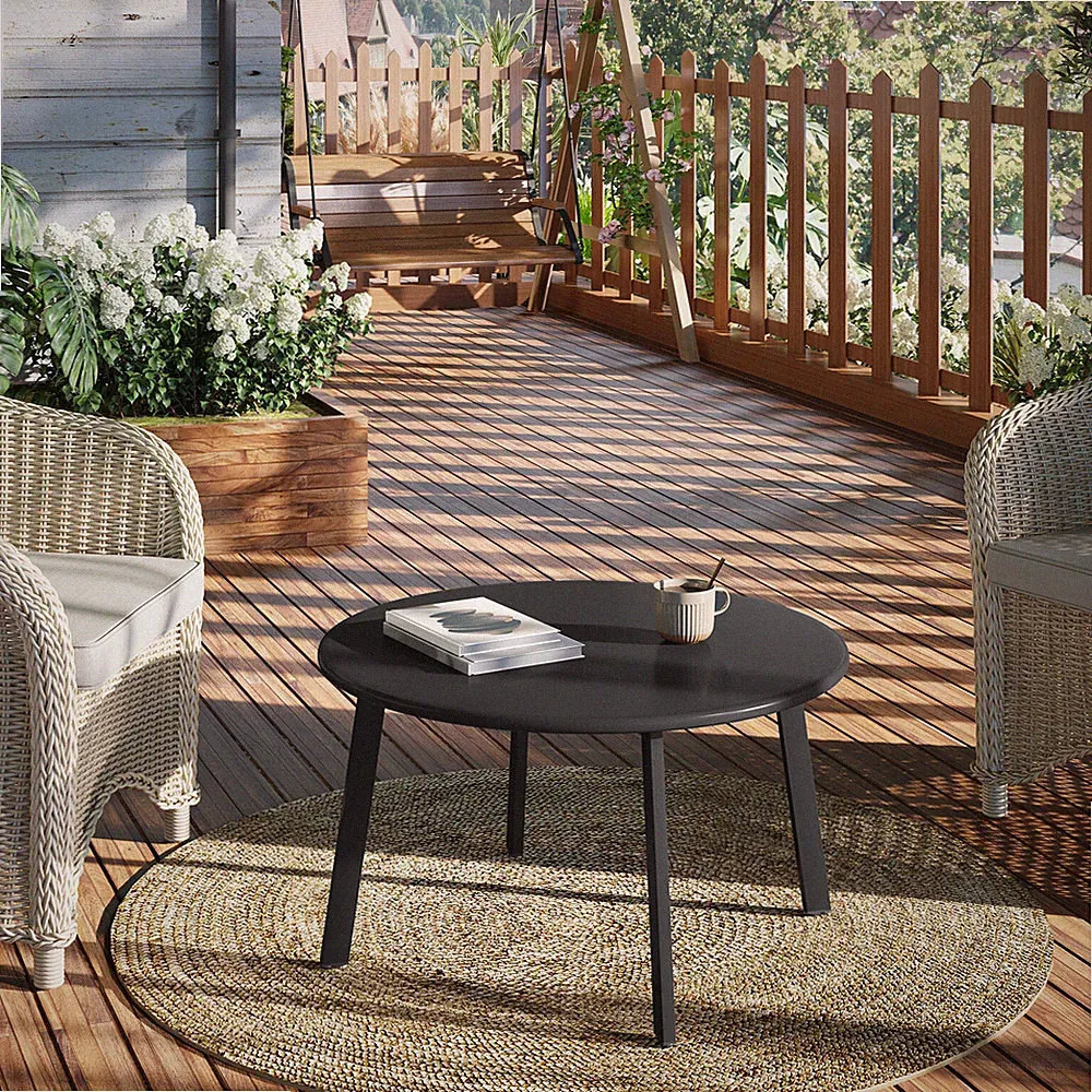 φ70 cm Beistelltisch rund Balkontisch Kleiner Gartentisch Kaffeetisch Couchtisch