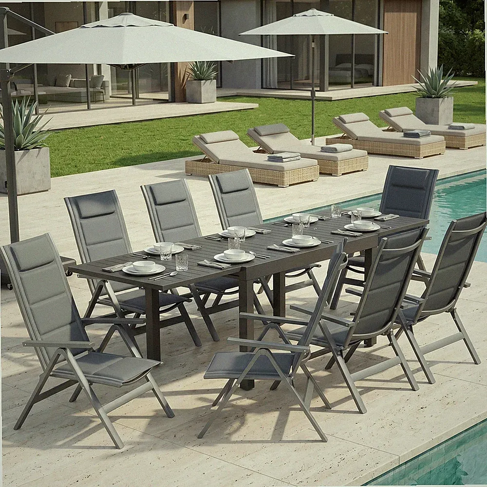 9 tlg Balkonset Gartenmöbel Aluminium Sitzgruppe Gartentisch 8 Klappbarer Stühle