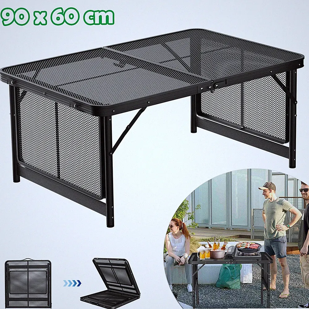90 x 60 cm Faltbarer Camping Tisch Gartentisch Höhenverstellbar Erweiterbar Alu