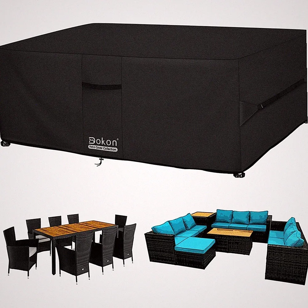Abdeckung für Gartenmöbel , 270x210x90cm, Gartentisch Schutzhülle mit Belüftu...