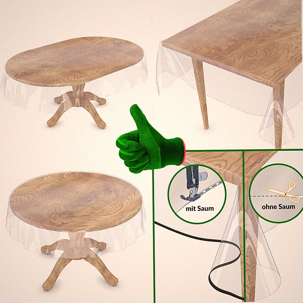 Abwaschbar Tischdecke Transparent Durchsichtig Eckig Rund Oval 0,1-0,3mm ANRO