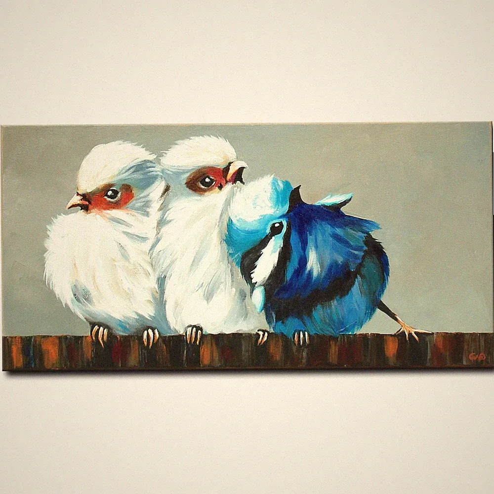 Acryl Bild Gemälde Modern Jung Vögel Abstrakt Zarte Harmonie Handgemalt ORIGINAL