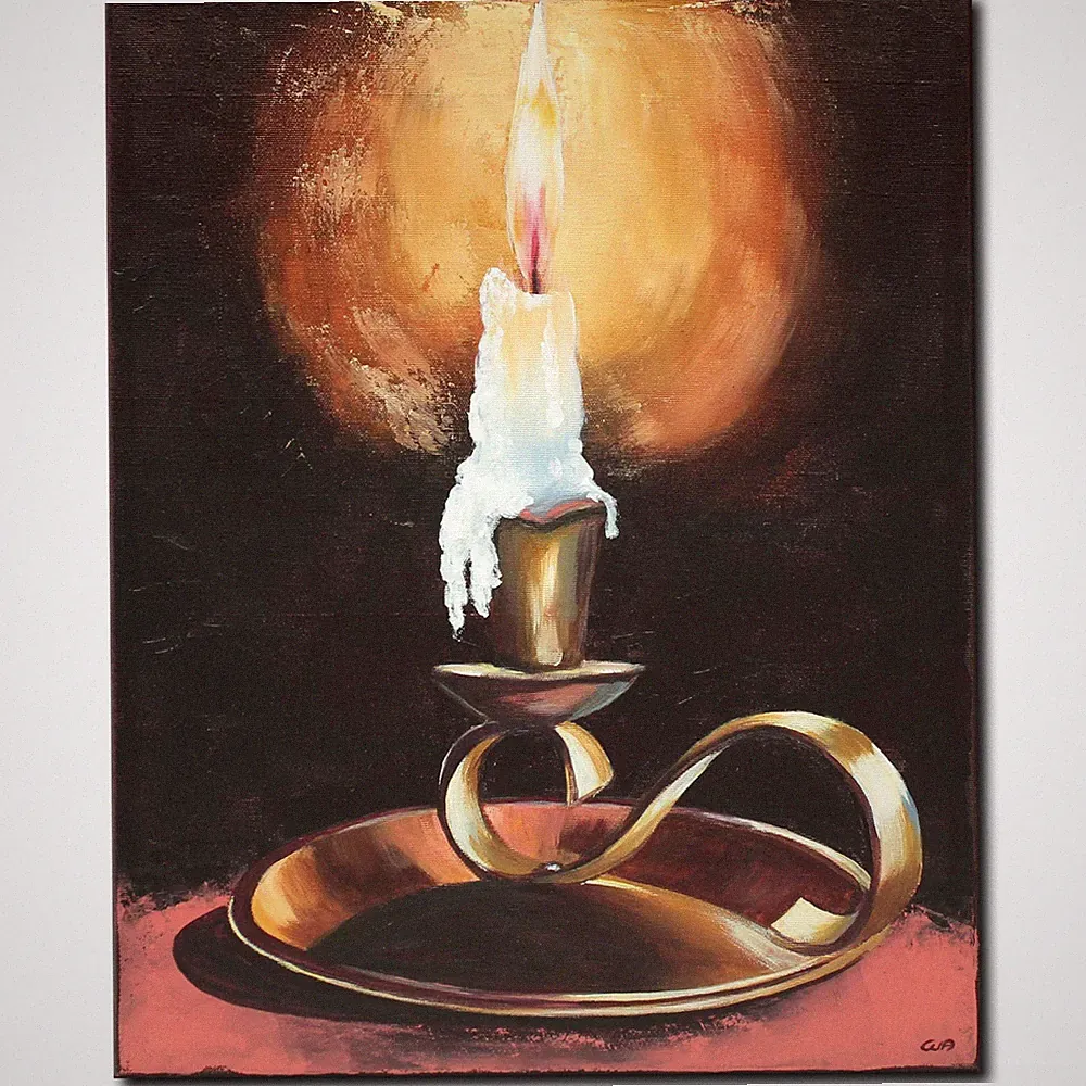 Acryl Bild Gemälde Modern Leuchter Flamme Kerze Abstrakt Art Handgemalt ORIGINAL