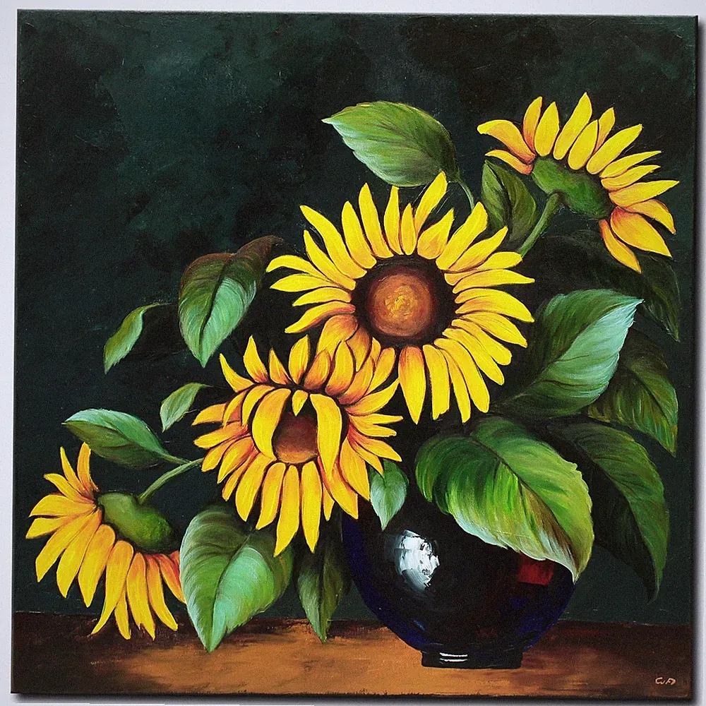 Acryl Bild Gemälde Modern Sonnenblumen Vase Blüten Abstrakt Handgemalt ORIGINAL