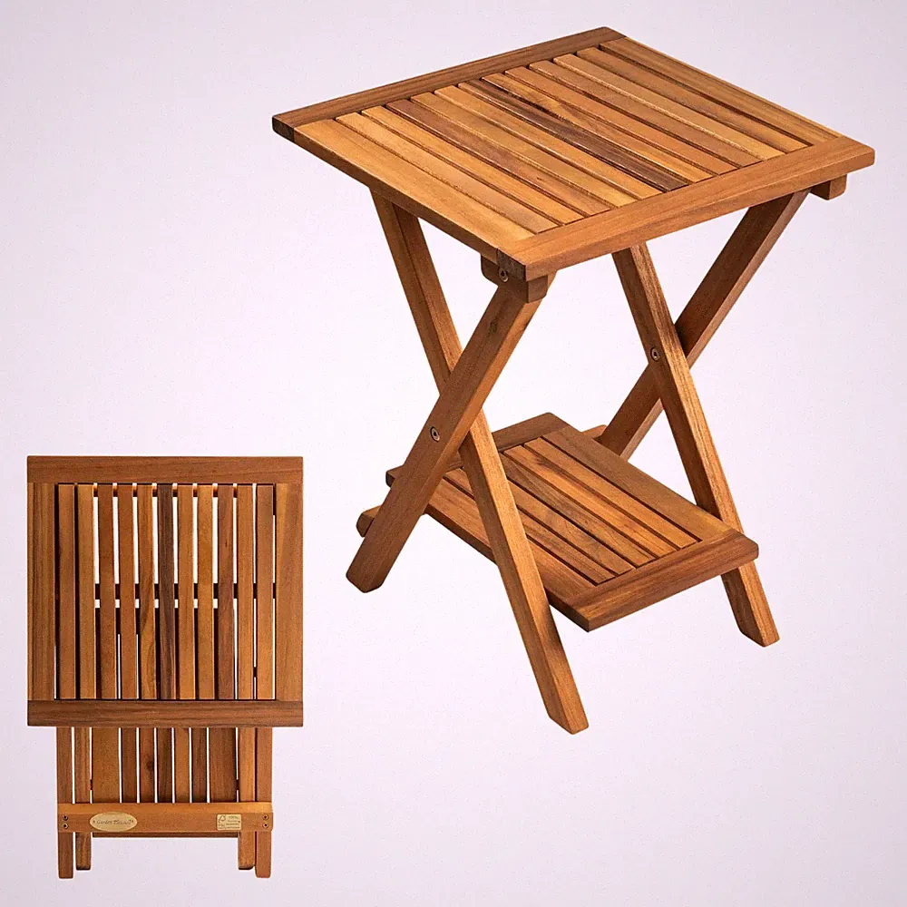 Akazie Garten Beistelltisch natur geölt - 35x35 cm - Holz Tisch klein für Außen