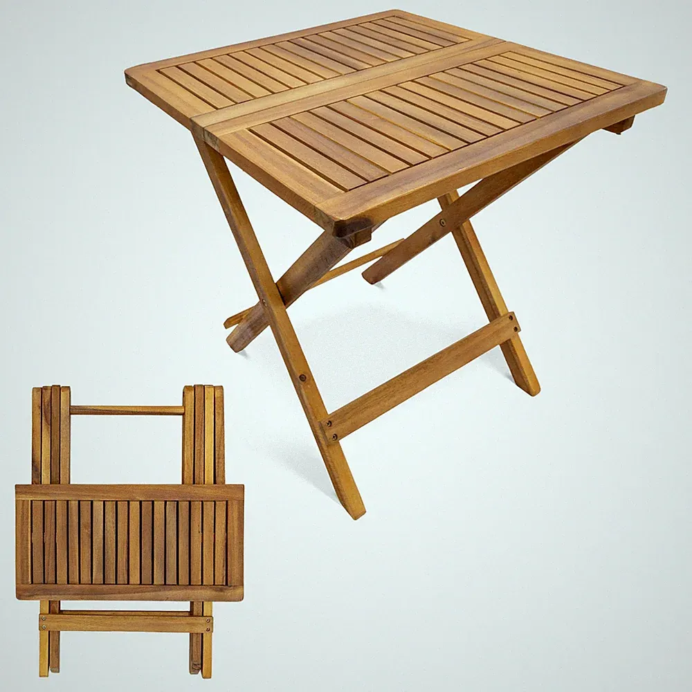 Akazien Gartentisch geölt - 50cm - Holz Klapp Beistell Bistro Tisch massiv natur