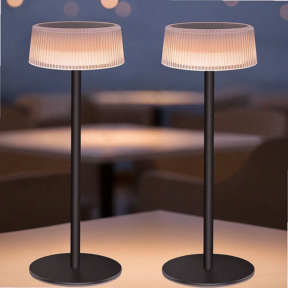 Akku Tischleuchte 2er-Pack Dimmbar 3CCT Solar Kabellos Garten Terrasse