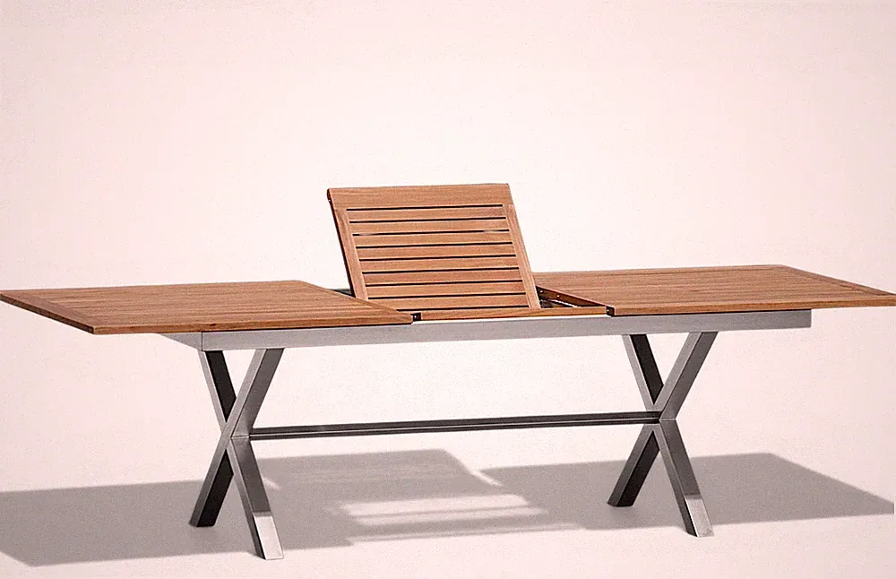 ALEOS. Ausziehtisch 200/260x100cm Gartentisch Esstisch Edelstahl A-Grade Teak