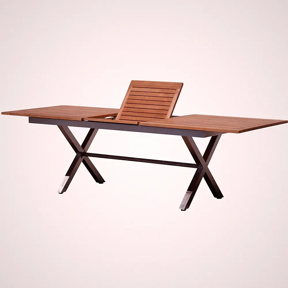 ALEOS. Ausziehtisch 200/260x100cm Gartentisch Esstisch Edelstahl A-Grade Teak