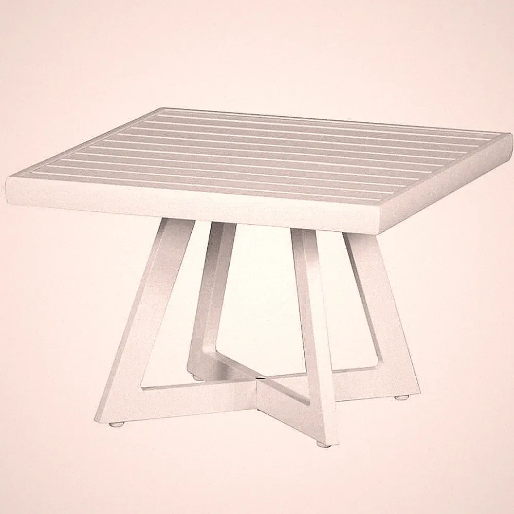 Alexis Lounge Tisch 50x50 Aluminium matt-weiß Gartentisch Tresentisch Bartisch