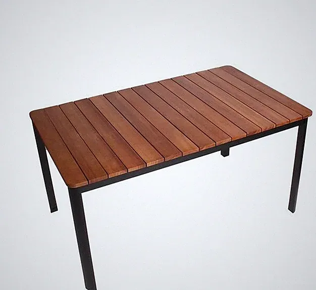ALU Gartentisch Holztisch 150x90x74 cm Gartenmöbel Esstisch Nr. 87 Braun B-Ware