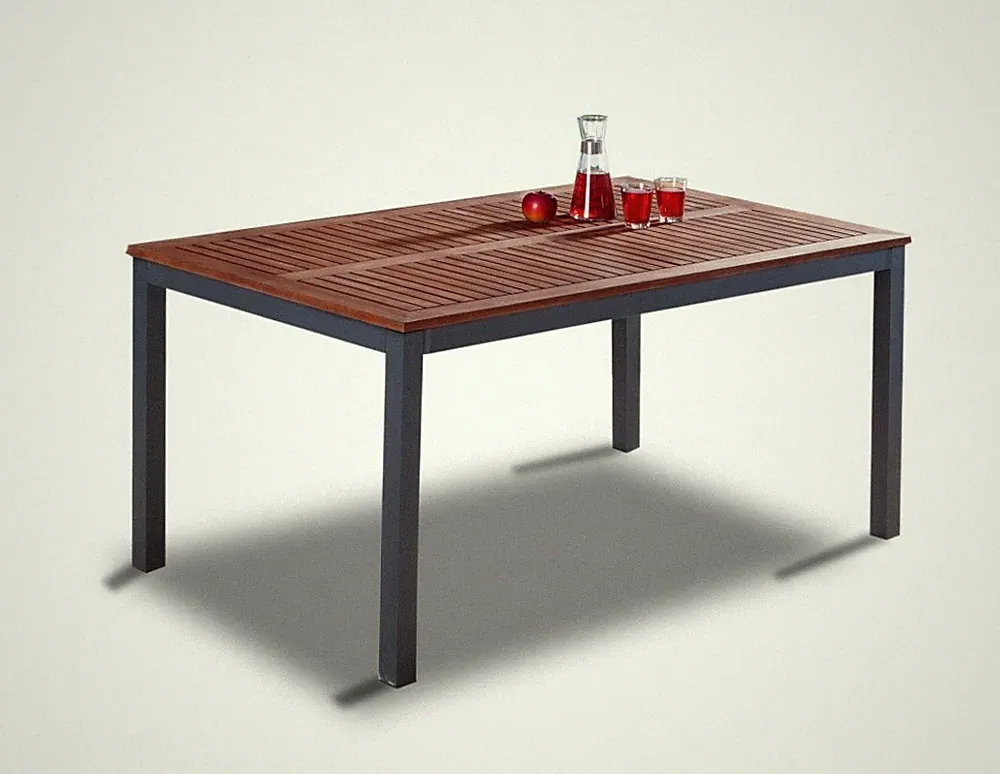 Alu-Gartentisch mit Holzplatte GENUA - Braun SE