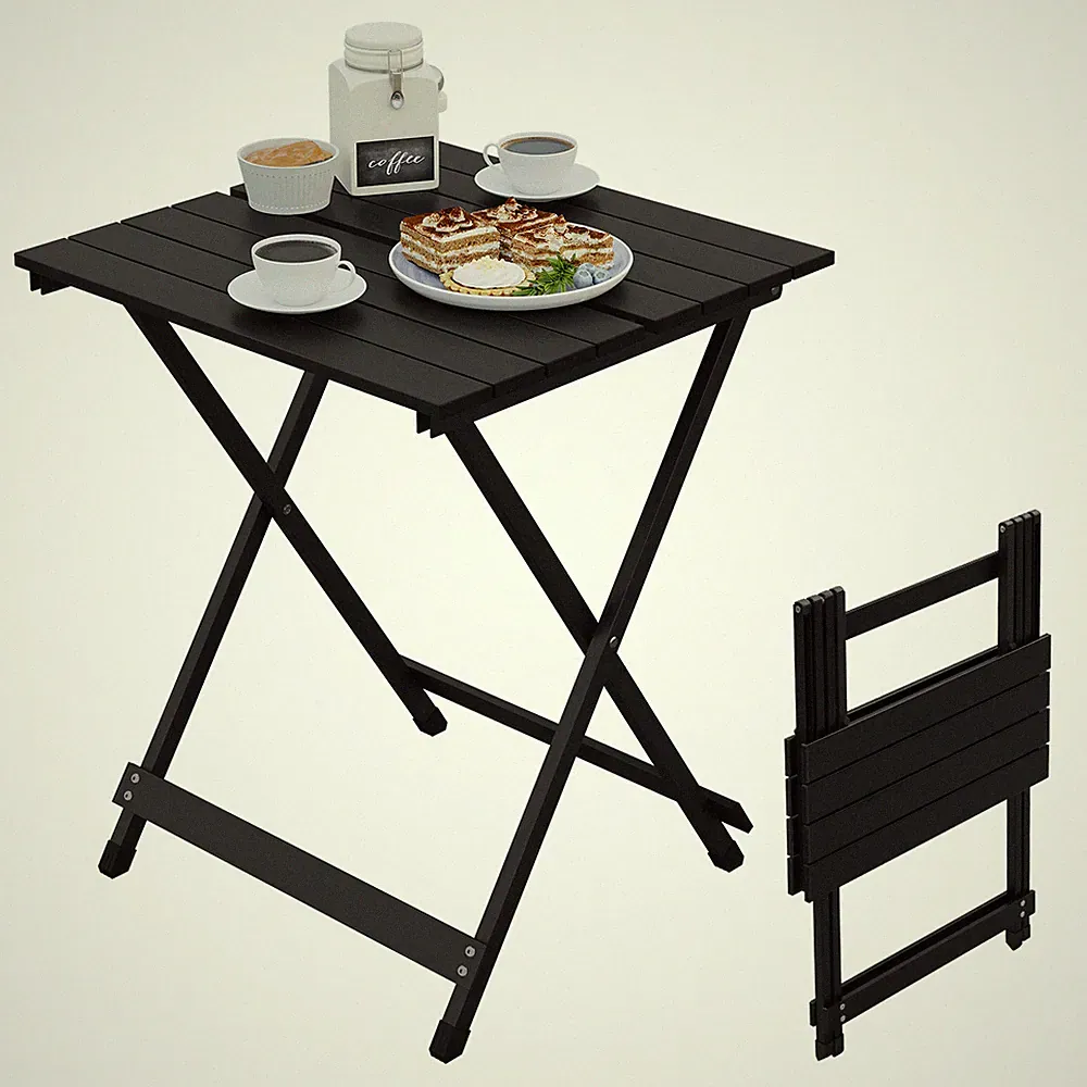Alu Klapptisch Campingtisch Balkontisch Gartentisch 50.5x47x59.5cm Schwarz