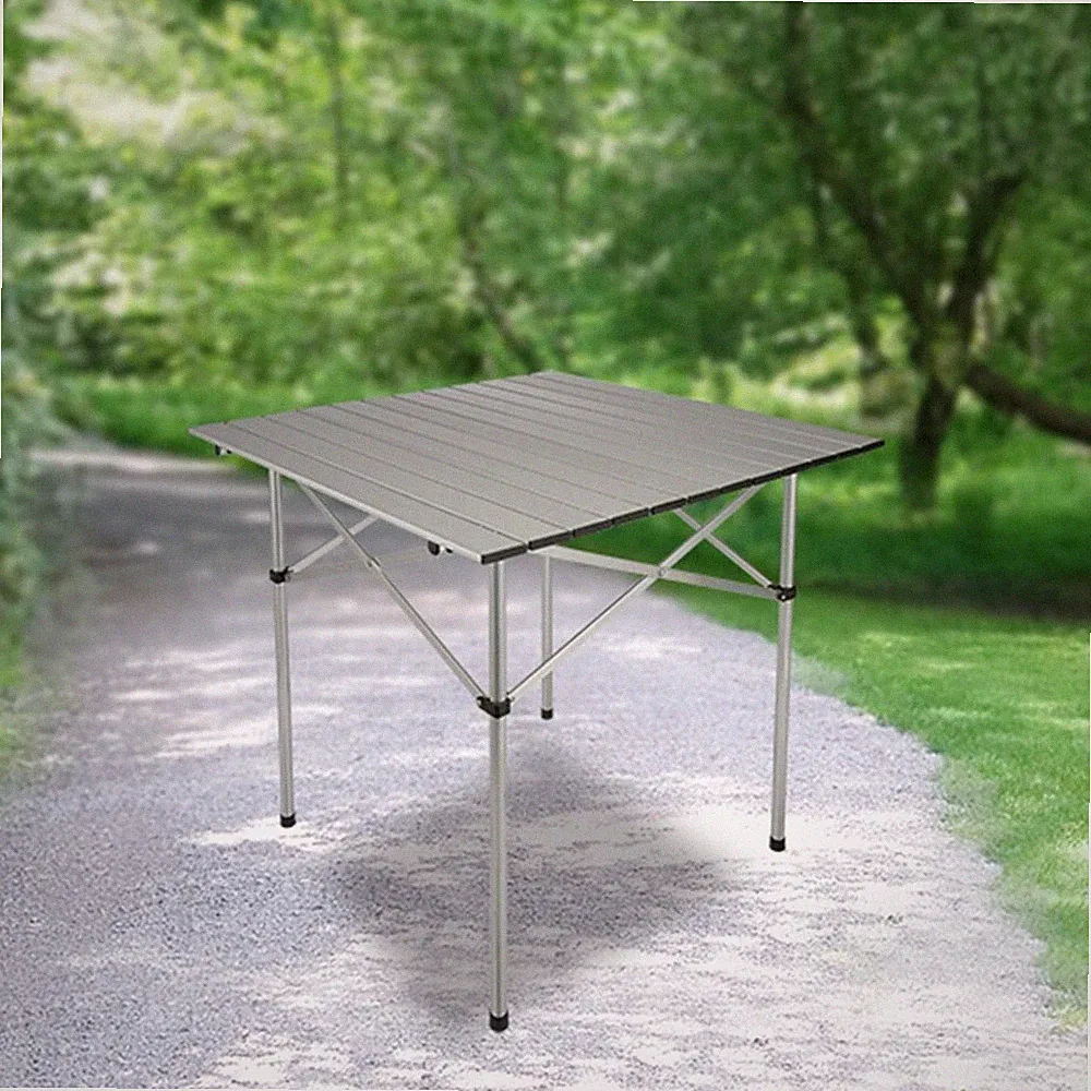 Aluminium Campingtisch 70x70 cm Rolltisch Falttisch Gartentisch klappbar silber
