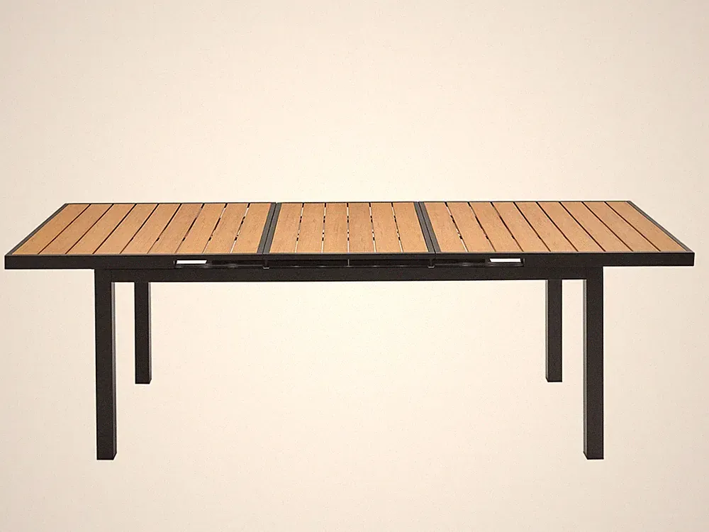 Aluminium-Gartentisch, Ausziehbar, KOMPOSIT-TISCH, Holzimitation 180/240 BRAUN