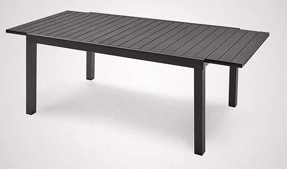 Aluminium-Gartentisch, Gartenmöbel, Ausziehbarer Tisch, WOOD, SCHWARZ 150/200